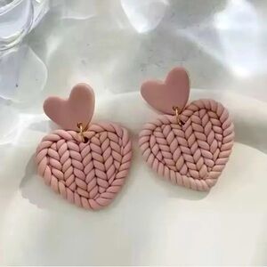 Anthropologie Heart Soft Pink Resin Earrings
